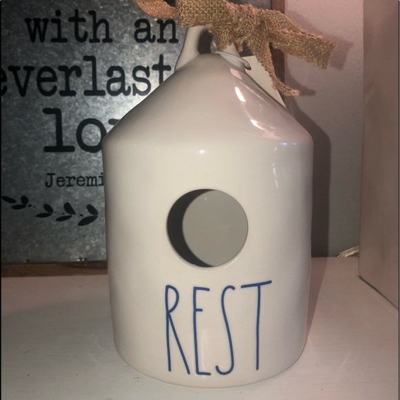 COPY - NWT Rae Dunn ceramic silo shaped “REST” birdhouse. - Picture 1 of 6